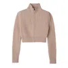 Longchamp Zip Collar Short Cardigan In Nude