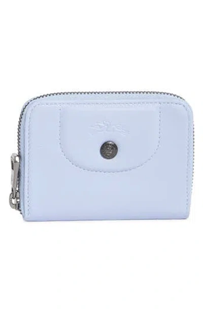 Longchamp Zip-around Leather Card Case Wallet In Blue