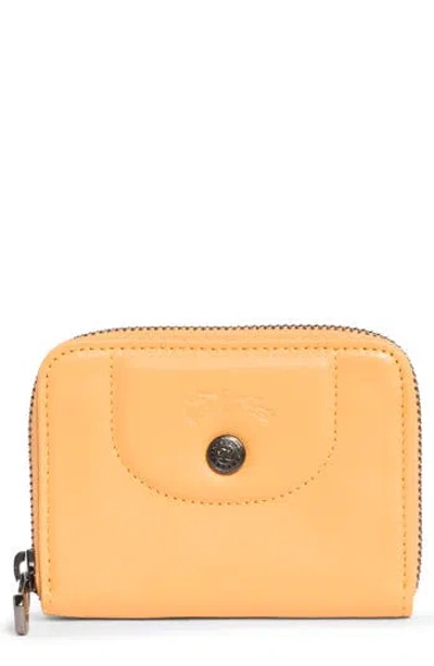 Longchamp Zip-around Leather Card Case Wallet In Orange