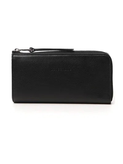 Longchamp Zipped Continental Wallet In Black