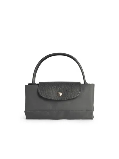 Longchamp Bag With 's Le Pliage Green' Handle In Graphite Recycled Tela In Gray