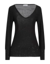 Longhin Woman Sweater Black Size S Linen, Cotton In Black