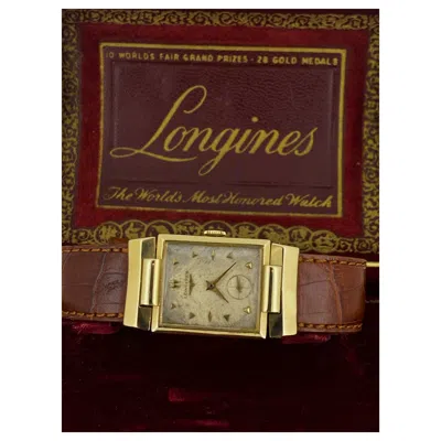 Pre-owned Longines 14k Gold Ref 3389, 22.l C1953 Rectangle Articulated Adaptive Lugs Watch In Multi