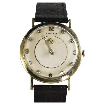Pre-owned Longines 14k White Gold Men's Vintage  Diamond Dial Watch