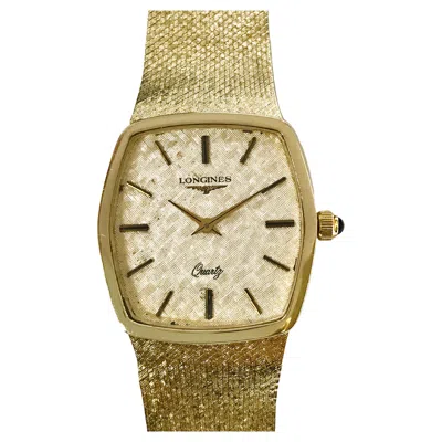 Pre-owned Longines 14k Yellow Gold Men's Watch With Blue Sapphire, Circa 1980s