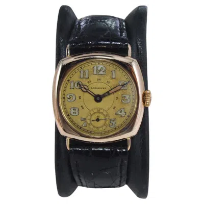 Pre-owned Longines 14kt. Solid Gold Cushion Shaped Watch With Original Dial From 1919 In Multi