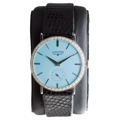 Pre-owned Longines 14kt Solid White Gold Modernist Style With Custom Dial 1950's