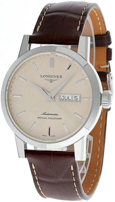 Pre-owned Longines 1832 Auto 40mm Beige Dial Leather Men's Watch L4.827.4.92.2