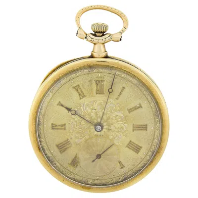 Pre-owned Longines Antique  Swiss 14k Yellow Gold 44mm Detailed Open Face Pocket Watch