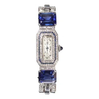 Pre-owned Longines Art Deco Black Starr & Frost Diamond And Platinum Watch, With  Movement