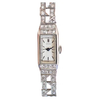 Pre-owned Longines Art Deco Ladies Platinum & Diamond Bracelet Watch ~3.5ct Circa 1920 In Multi