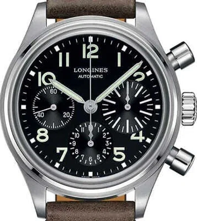 Pre-owned Longines Avigation Big Eye Black Dial Brown Leather Mens Watch 41 L2.816.4.53.2