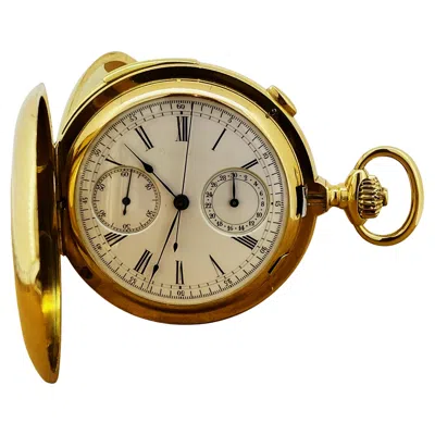 Pre-owned Longines Chronograph Minute Repeater 18k Gold Pocket Watch, Extract From Archive In Multi