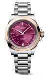 Longines Conquest 18k Gold Bezel Automatic Bracelet Watch, 34mm In Pink