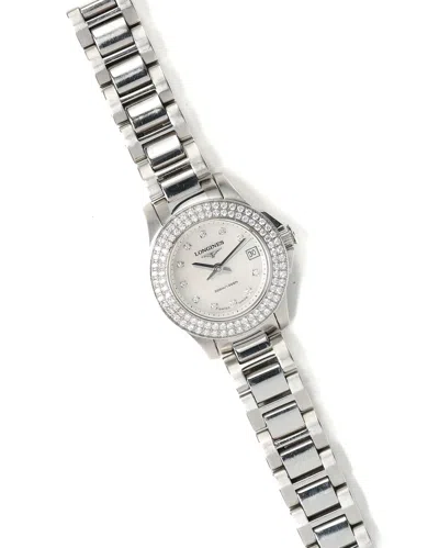 Pre-owned Longines Conquest 25mm Ca 2015 Diamond Watch In White