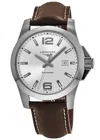 Longines Conquest 43 Silver Dial Brown Leather Strap Men's Watch L3.760.4.76.5 In Silver