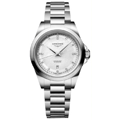 Longines Conquest Automatic 30mm Mother Of Pearl Diamond Dial Steel Women's Watch L3.320.4.87.6 In Multi