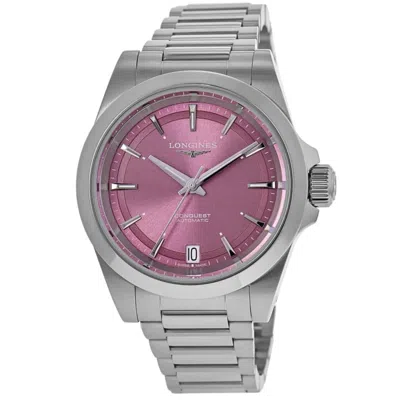 Longines Conquest Automatic 34 Mm Pink Dial Steel Women's Watch L3.430.4.99.6 In Silver