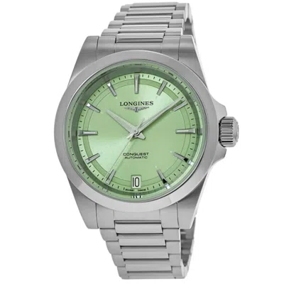 Longines Conquest Automatic 34mm Green Dial Steel Women's Watch L3.430.4.02.6 In Silver