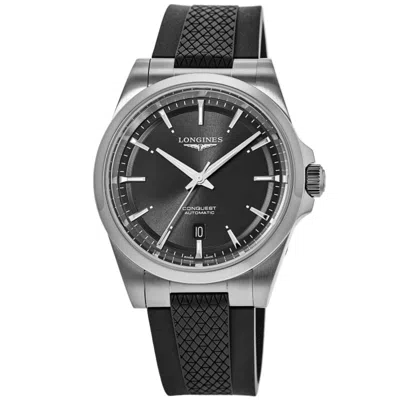 Longines Conquest Automatic Black Dial Rubber Strap Men's Watch L3.830.4.52.9