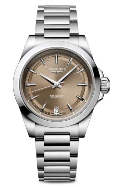 Longines Conquest Automatic Bracelet Watch, 34mm In Silver/champagne