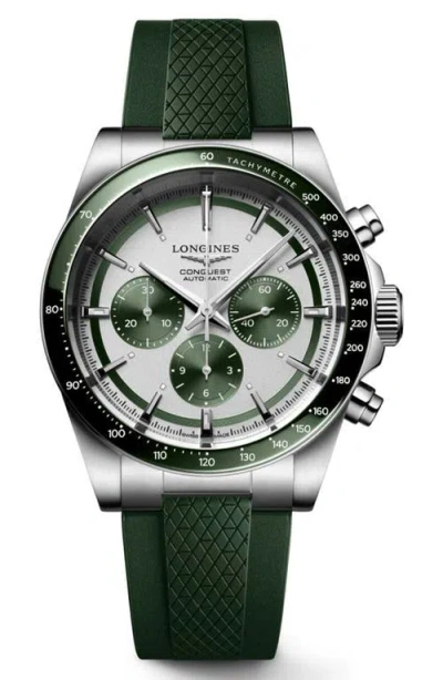 LONGINES LONGINES CONQUEST AUTOMATIC CHRONOGRAPH RUBBER STRAP WATCH, 42MM