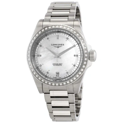 Longines Conquest Automatic Diamond White Mother Of Pearl Dial Ladies Watch L3.430.0.87.6