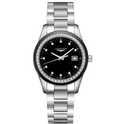Longines Conquest Classic Black Dial Diamond Stainless Steel Women's Watch L2.387.0.57.6