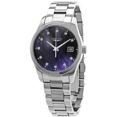 Pre-owned Longines Conquest Classic Black Mop Diamond Dial Ladies Watch L23864886