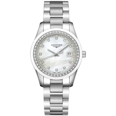 Longines Conquest Classic Mother Of Pearl Dial Diamond Stainless Steel Women's Watch L2.387.0.87.6 In Silver