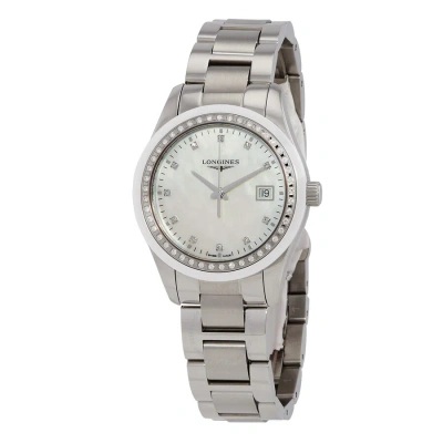 Longines Conquest Classic Quartz Diamond Men's Watch L2.387.0.87.6 In Mother Of Pearl / White