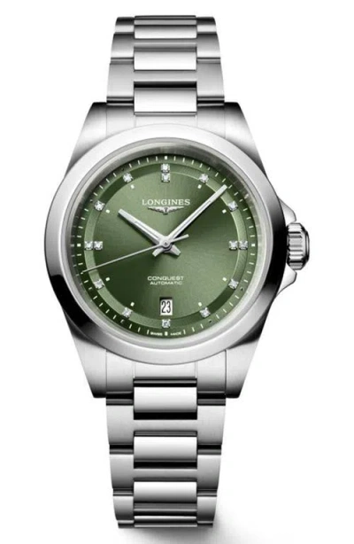 Longines Conquest Diamond Automatic Bracelet Watch, 30mm In Metallic