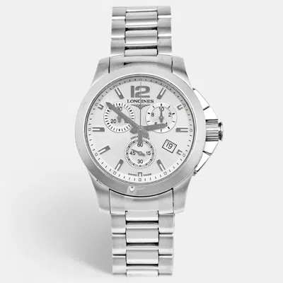 Pre-owned Longines Conquest L3.279.4.76.6 Silver Dial Stainless Steel Women's Wristwatch 35 Mm