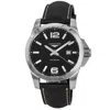 Longines Conquest Quartz 43mm Black Dial Leather Strap Men's Watch L3.760.4.56.3 In Black