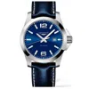 Longines Conquest Quartz Blue Dial Leather Strap Men's Watch L3.760.4.96.0 In Blue