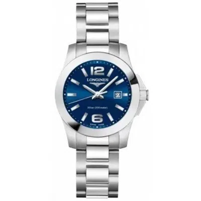 Longines Conquest Quartz Blue Dial Steel Women's Watch L3.376.4.96.6 In Silver