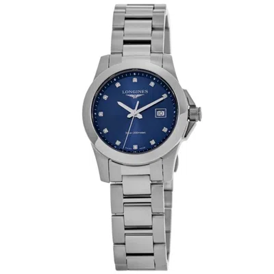 Longines Conquest Quartz Blue Diamond Dial Stainless Steel Women's Watch L3.376.4.97.6
