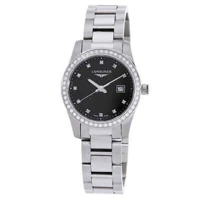 Pre-owned Longines Conquest Quartz Diamond Black Dial Ladies Watch L3.300.0.57.6