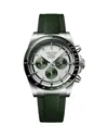Longines Men's Swiss Automatic Chronograph Conquest Green Rubber Strap Watch 42mm In Silver/green
