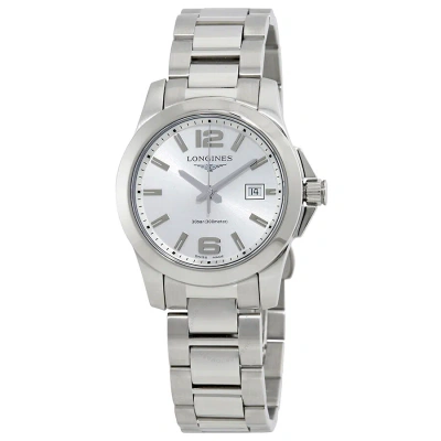 Longines Conquest Silver Dial Ladies 29.50 Mm Watch L33764766 In Metallic