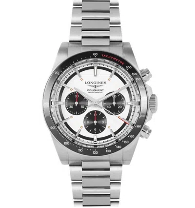 Pre-owned Longines Conquest Silver Dial Panda Steel Men's Chronograph Watch L3.835.4.72.6