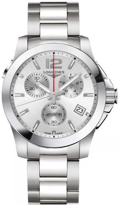 Pre-owned Longines Conquest Silver Dial Quartz Mens Watch L3.702.4.76.6