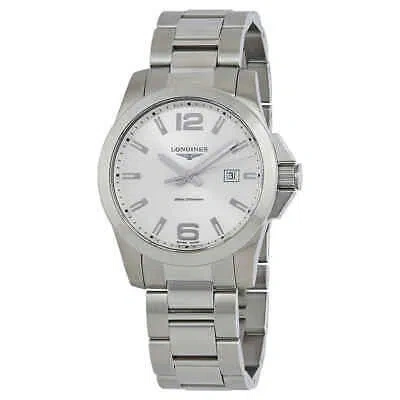 Pre-owned Longines Conquest Silver Dial Stainless Steel Men's 43mm Watch L37604766
