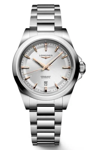 Longines Conquest Silvertone Dial Automatic Bracelet Watch, 30mm