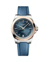 Longines Women's Swiss Automatic Conquest Blue Rubber Strap Watch 34mm In Blue