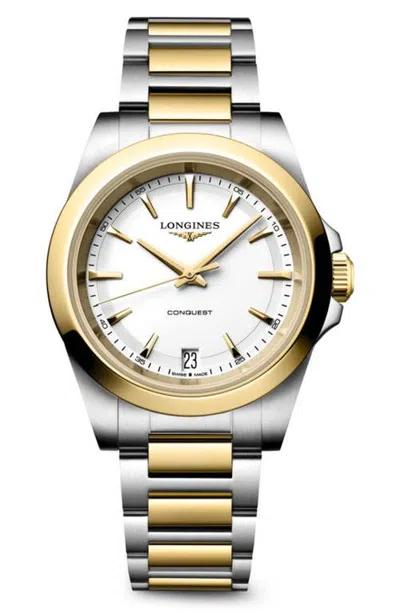 Longines Conquest Two Tone Bracelet Watch, 34mm In White