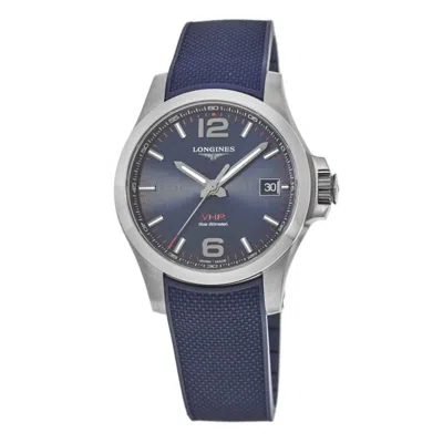 Longines Conquest V. H.p. 43mm Blue Dial Rubber Strapmen's Watch