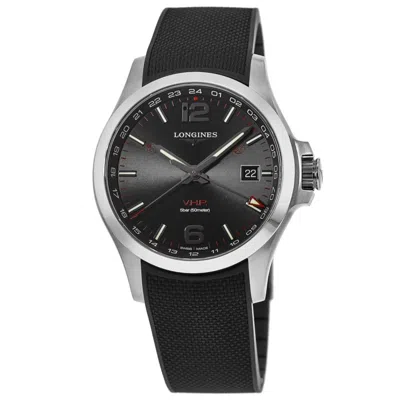 Longines Conquest V. H.p. Black Dial Black Rubber Strap Men's Watch L3.728.4.56.9