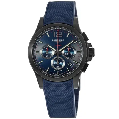 Longines Conquest V. H.p. Blue Chronograph Dial Black Steel Men's Watch L3.717.2.96.9