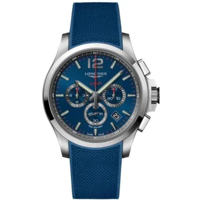 Longines Conquest V. H.p. Blue Chronograph Dial Blue Rubber Strap Men's Watch L3.727.4.96.9